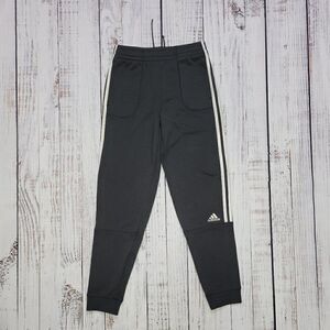 Adidas Black with White Stripes Casual Athleisure Cuffed Jogger Sweatpants